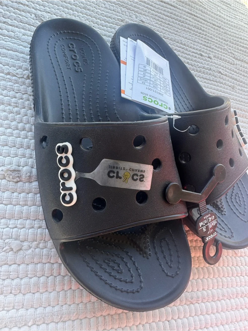 Crocs Classic Slide Black Unisex Sandals M8/W10 NWT Comfort Recovery
